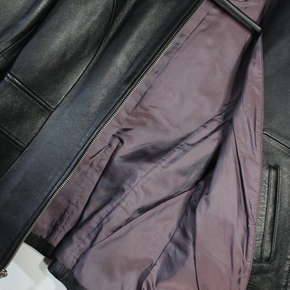 EXPRESS Women’s Black Leather Zip Jacket Size 6 | Motorcycle | Biker | Coat - Picture 5 of 8